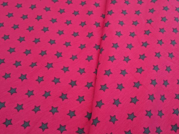 Reststück Baumwolljersey Sterne Pink/Grau 80 x 150 cm